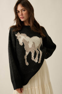 Full Gallop Jacquard Oversize Horse Sweater - ShopPromesa