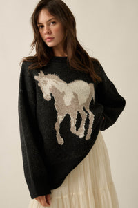 Full Gallop Jacquard Oversize Horse Sweater - ShopPromesa
