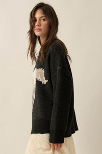 Full Gallop Jacquard Oversize Horse Sweater - ShopPromesa