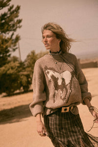 Full Gallop Jacquard Oversize Horse Sweater - ShopPromesa