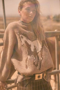 Full Gallop Jacquard Oversize Horse Sweater - ShopPromesa