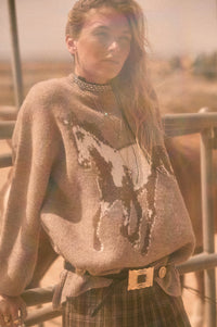 Full Gallop Jacquard Oversize Horse Sweater - ShopPromesa