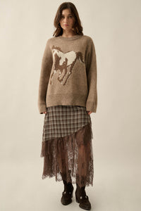 Full Gallop Jacquard Oversize Horse Sweater - ShopPromesa