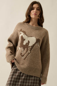Full Gallop Jacquard Oversize Horse Sweater - ShopPromesa