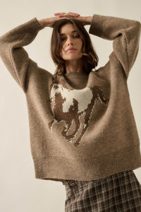 Full Gallop Jacquard Oversize Horse Sweater - ShopPromesa
