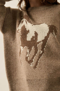 Full Gallop Jacquard Oversize Horse Sweater - ShopPromesa
