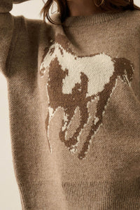Full Gallop Jacquard Oversize Horse Sweater - ShopPromesa