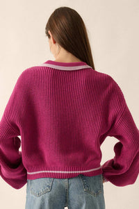 Pretty Smart Collared Bishop-Sleeve Sweater - ShopPromesa
