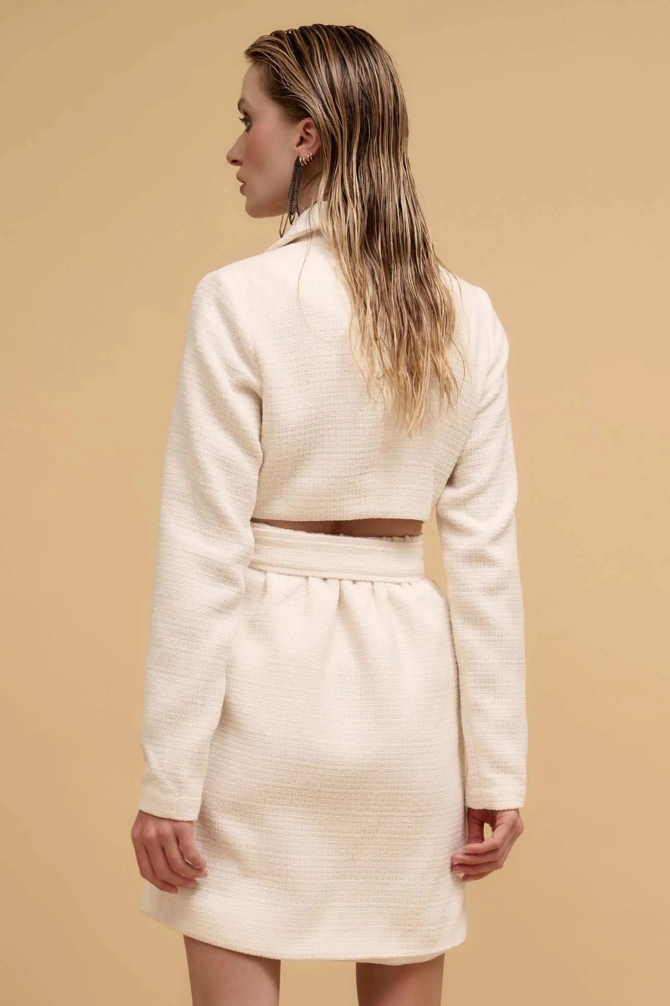 belted tweed mini dress Tweed Belted Mini Dress