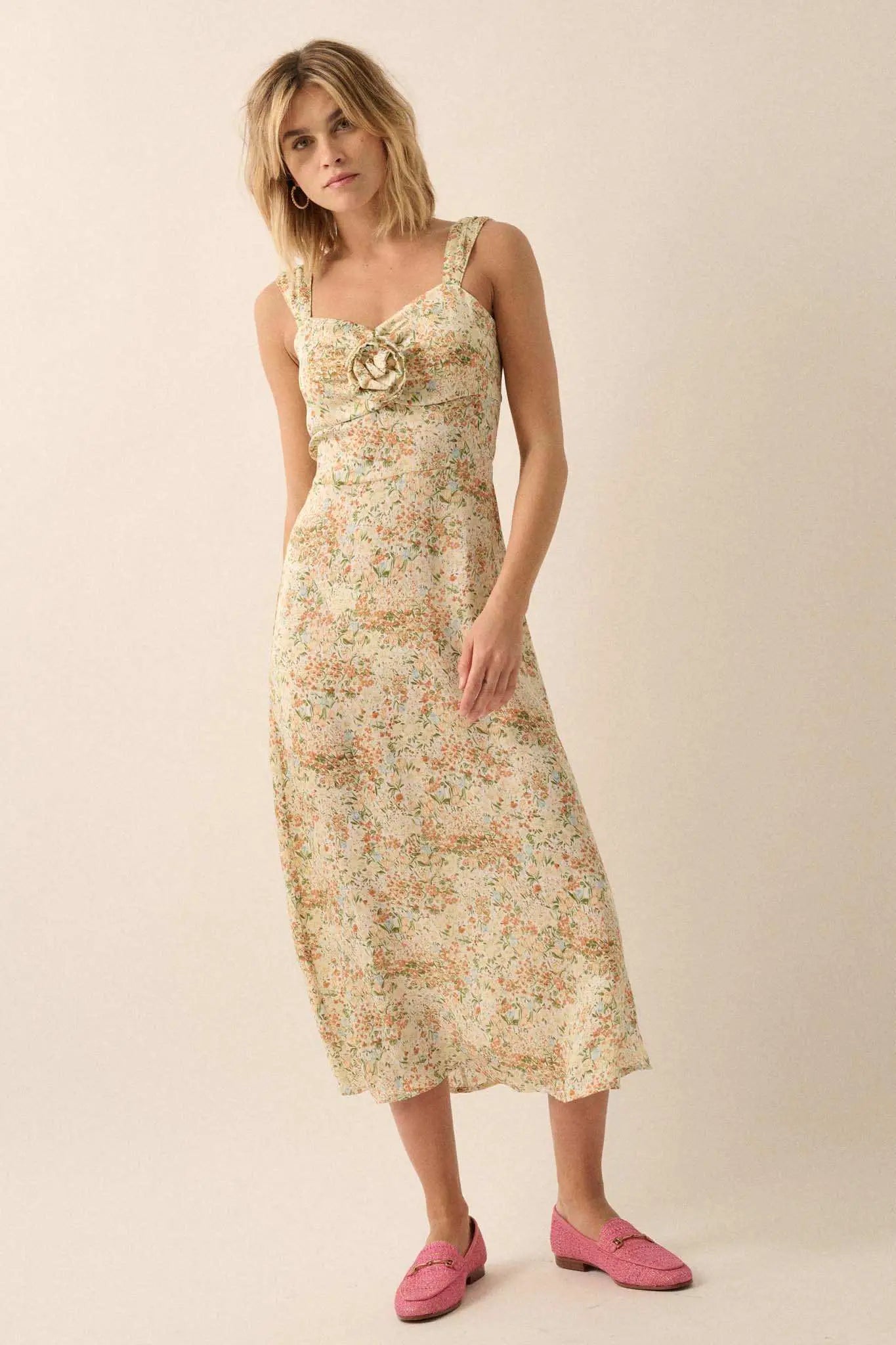floral crepe midi dress Buy Online Sleeveless Floral Crepe Laser-Cut Midi Dress for Women