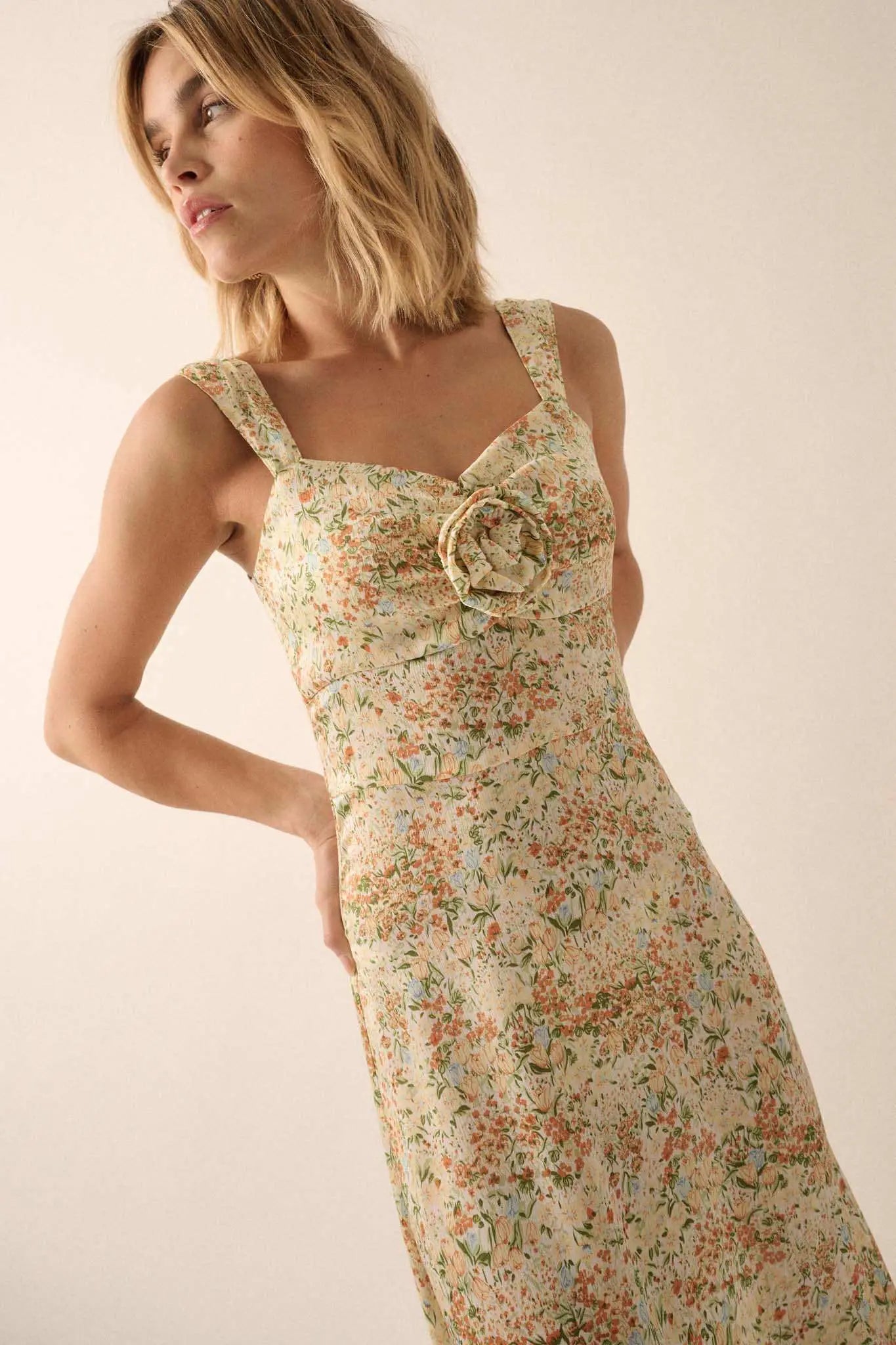 floral crepe midi dress Lela Rose | Abstract Floral Crepe Asymmetrical Dress