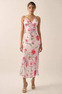 Spring Dream Floral Satin Maxi Slip Dress - ShopPromesa