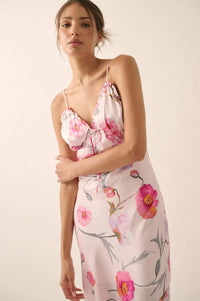 Spring Dream Floral Satin Maxi Slip Dress - ShopPromesa
