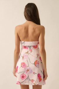 Spring Fever Floral Satin Strapless Mini Dress - ShopPromesa