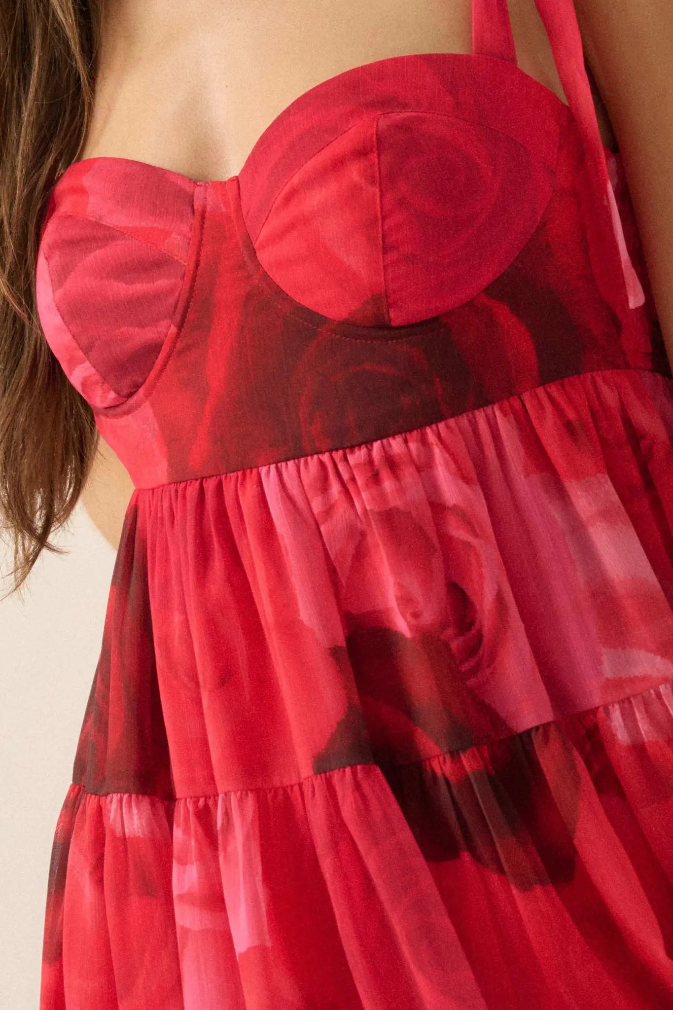 Coming Up Roses Floral Chiffon Tiered Maxi Dress - ShopPromesa