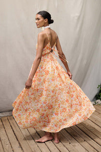 Marmalade Garden Floral Chiffon High-Low Maxi Dress - ShopPromesa