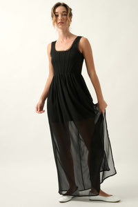 Perfect Afternoon Chiffon and Rib-Knit Maxi Dress - ShopPromesa