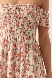 Budding Love Smocked Floral Off-Shoulder Maxi Dress - ShopPromesa
