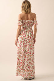 Budding Love Smocked Floral Off-Shoulder Maxi Dress - ShopPromesa
