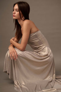 Love the Nightlife Strapless Shimmer Maxi Dress - ShopPromesa