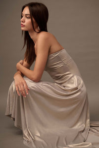 Love the Nightlife Strapless Shimmer Maxi Dress - ShopPromesa