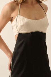 Simply Luxe Satin Piping-Trim Halter Maxi Dress - ShopPromesa