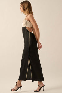 Simply Luxe Satin Piping-Trim Halter Maxi Dress - ShopPromesa