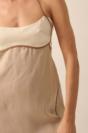 Simply Luxe Satin Piping-Trim Halter Maxi Dress - ShopPromesa