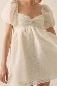 Be My Baby Striped Organza Puff-Sleeve Mini Dress - ShopPromesa