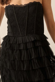 Midnight Enchantment Ruffled Corset Maxi Dress - ShopPromesa
