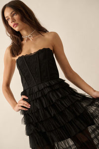 Midnight Enchantment Ruffled Corset Maxi Dress - ShopPromesa