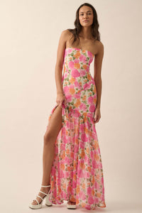 Bright Buds Strapless Floral Drop-Waist Maxi Dress - ShopPromesa