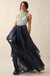 Breaking Waves Satin Cross-Front Halter Maxi Dress