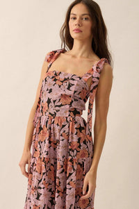 Borneo Bliss Floral Chiffon Tiered Ruffle Midi Dress - ShopPromesa