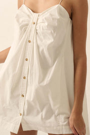 Shirt Story Pleated Button-Front Cami Mini Dress - ShopPromesa