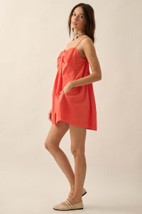 Shirt Story Pleated Button-Front Cami Mini Dress - ShopPromesa