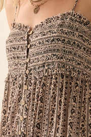 Far and Wide Floral-Stripe Button-Front Maxi Dress - ShopPromesa
