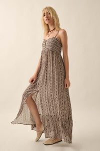 Far and Wide Floral-Stripe Button-Front Maxi Dress - ShopPromesa