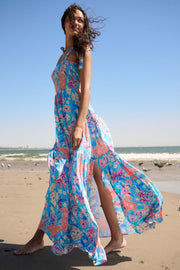 There She Grows Smocked Floral Crepe Maxi Dress