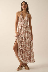 Truly Timeless Tiered Floral Halter Maxi Dress - ShopPromesa