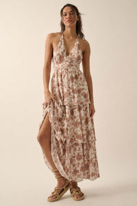 Truly Timeless Tiered Floral Halter Maxi Dress - ShopPromesa