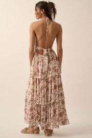 Truly Timeless Tiered Floral Halter Maxi Dress - ShopPromesa
