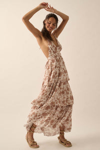 Truly Timeless Tiered Floral Halter Maxi Dress - ShopPromesa