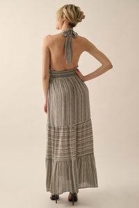 Soul Journey Striped Cross-Front Halter Maxi Dress - ShopPromesa