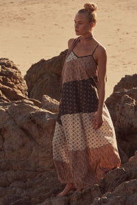 Eclectic Spirit Block-Print Tiered Maxi Dress - ShopPromesa