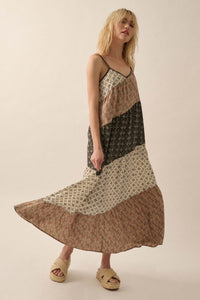 Eclectic Spirit Block-Print Tiered Maxi Dress - ShopPromesa