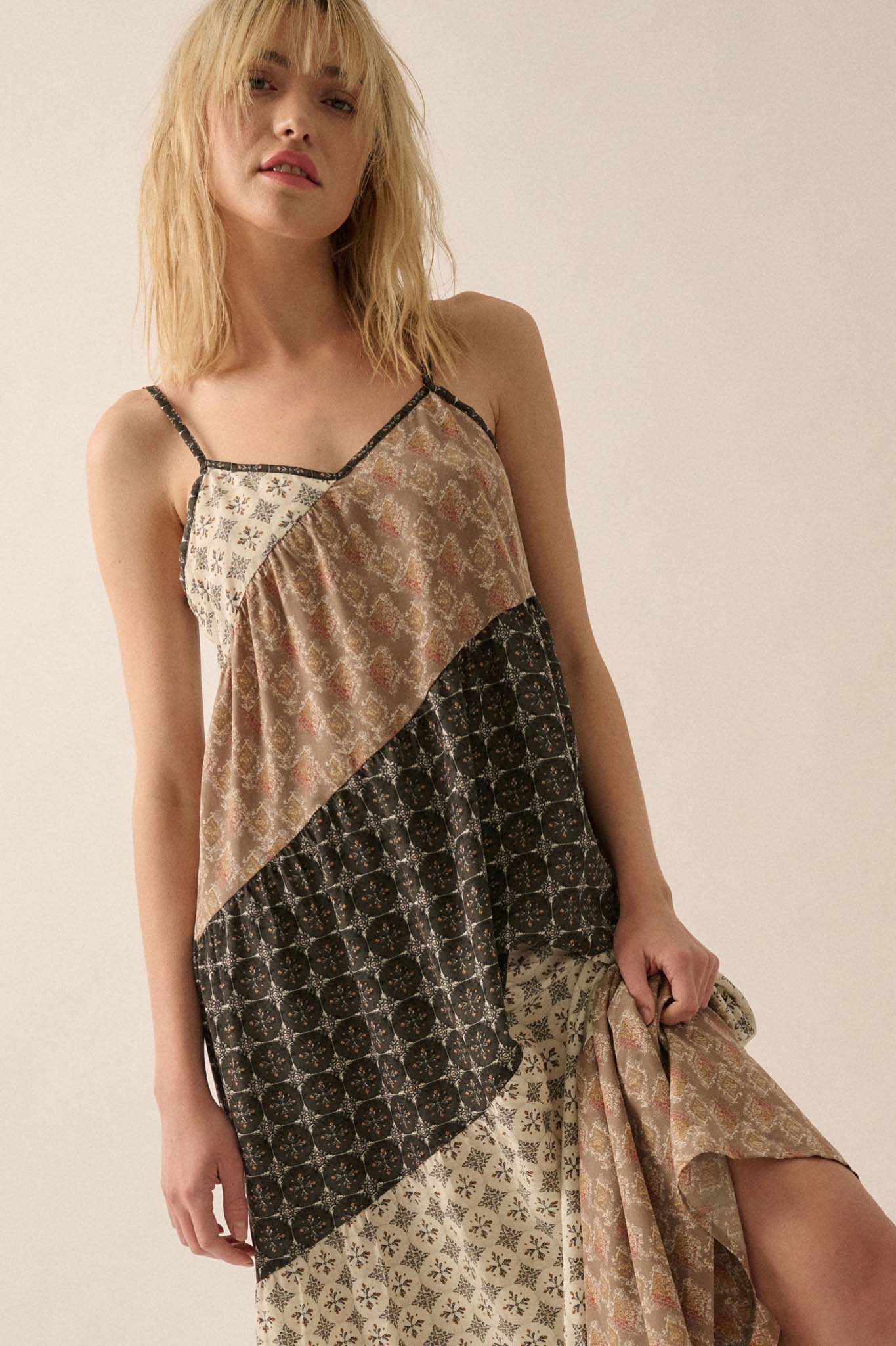 Eclectic Spirit Block-Print Tiered Maxi Dress - ShopPromesa