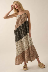 Eclectic Spirit Block-Print Tiered Maxi Dress - ShopPromesa