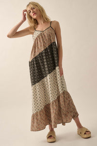 Eclectic Spirit Block-Print Tiered Maxi Dress - ShopPromesa