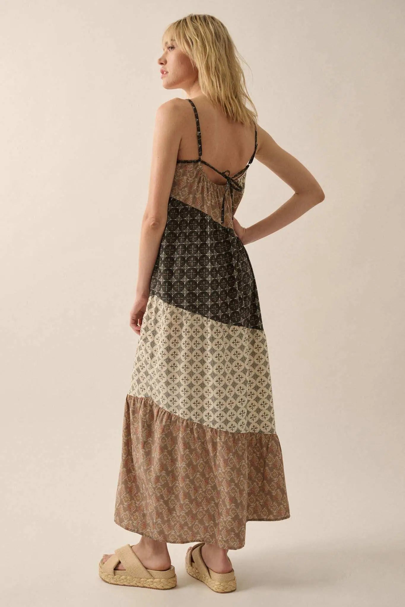 Eclectic Spirit Block-Print Tiered Maxi Dress Eclectic Spirit Block-Print Tiered Maxi Dress